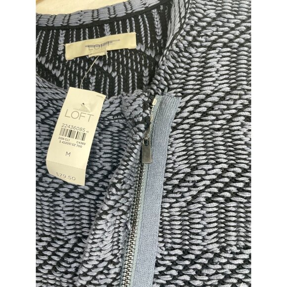 New Loft Asymmetrical Zip Knit Sweater size Medium Blue - Picture 4 of 8